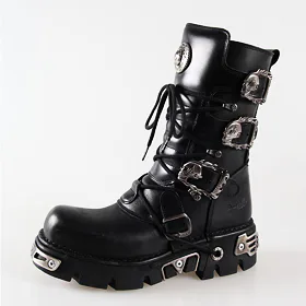 NEW ROCK Metal Boots (391-S1) Black Černá 36